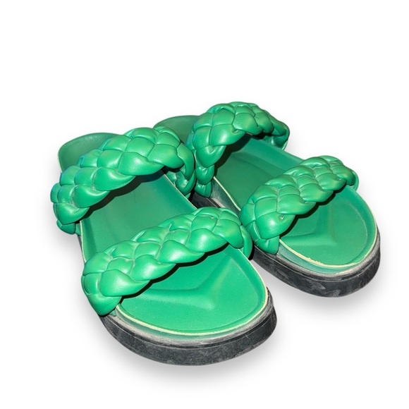 Pieces Vegan Braided Green Leather Sandals Size 40 women’s (size 9) - Picture 4 of 4